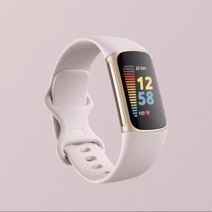 Lunar White & Soft Gold Fitbit Charge 5